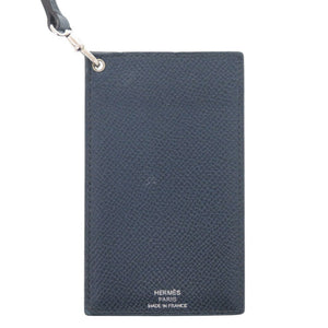 美品 エルメス レザー ネイビー シルバー金具 パスケース 0772【中古】HERMES メンズ