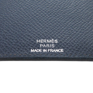 美品 エルメス レザー ネイビー シルバー金具 パスケース 0772【中古】HERMES メンズ