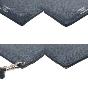 美品 エルメス レザー ネイビー シルバー金具 パスケース 0772【中古】HERMES メンズ
