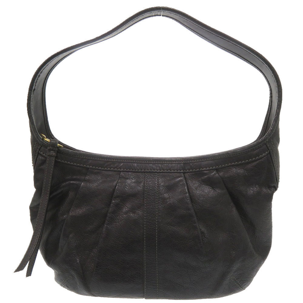 コーチ エルゴレザープリーテッド ホーボー レザー ブラック ワンショルダー ショルダーバッグ 黒 0775【中古】COACH