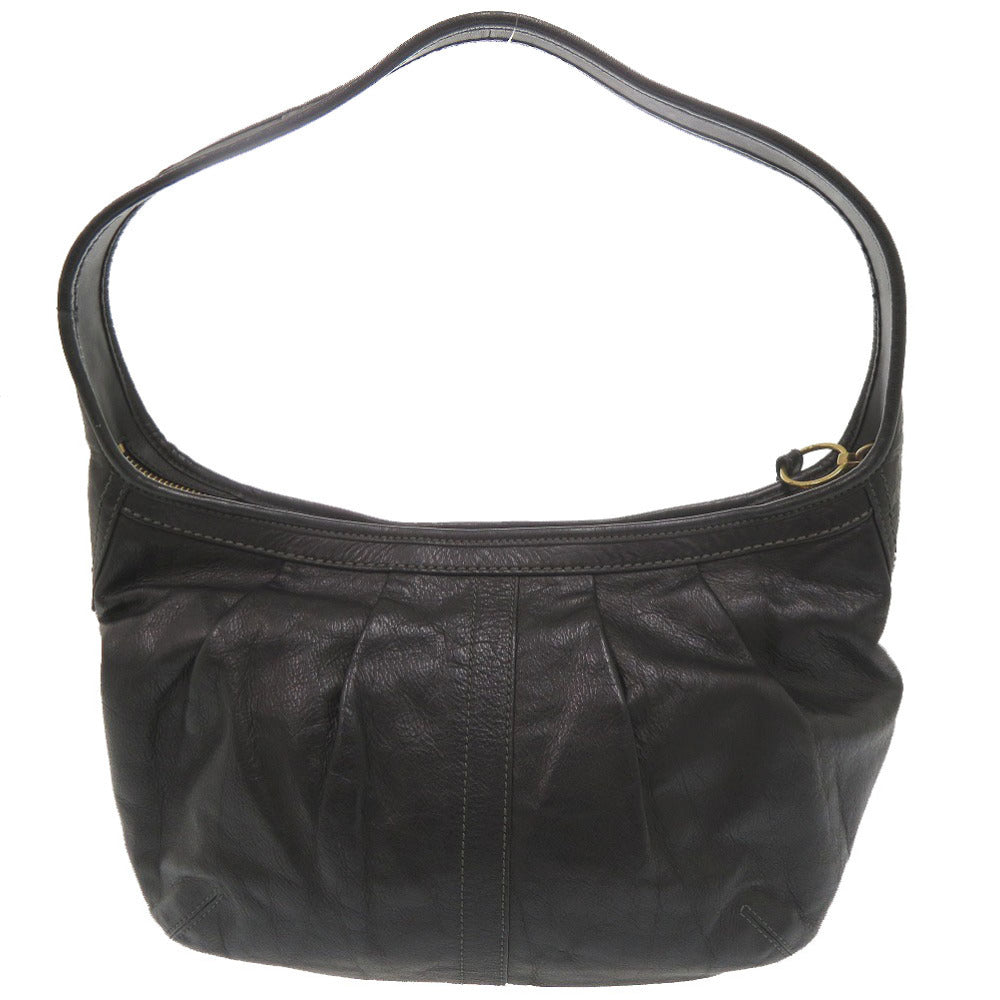 コーチ エルゴレザープリーテッド ホーボー レザー ブラック ワンショルダー ショルダーバッグ 黒 0775【中古】COACH