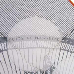 美品 エルメス カレ40 追いかけっこ SUITE ET POURSUITE ハンカチ コットン グレー オレンジ 0792 HERMES