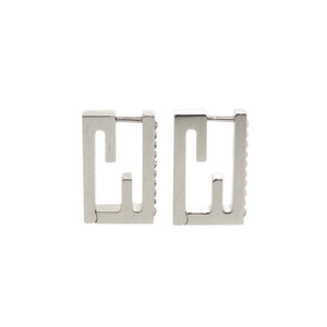 美品 フェンディ バゲット メタル ラインストーン シルバー ピアス 0810【中古】FENDI