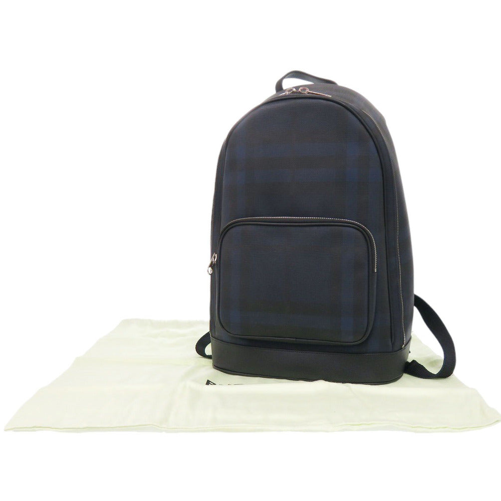 新品同様 バーバリー ロッコ バックパック レザー ネイビー リュック デイパック 0833【中古】BURBERRY メンズ
