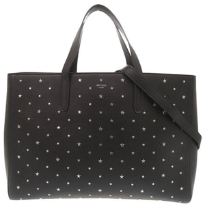 新品同様 ジミーチュウ スタースタッズ レザー ブラック 2WAY トートバッグ 黒 0836【中古】JIMMY CHOO