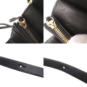 美品 ポレーヌ Numero Sept クロスボディウォレット レザー ブラック ショルダーウォレット 財布 黒 0846【中古】POLENE