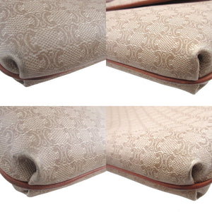 セリーヌ マカダム PVC レザー ベージュ ブラウン 茶 クラッチバッグ 0854【中古】CELINE