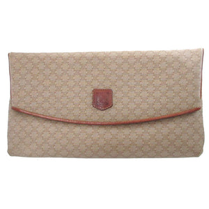 セリーヌ マカダム PVC レザー ベージュ ブラウン 茶 クラッチバッグ 0854【中古】CELINE