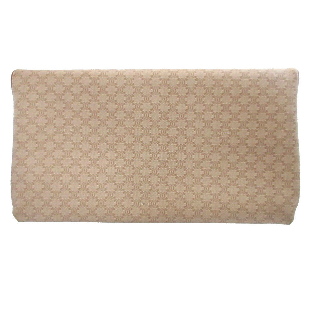 セリーヌ マカダム PVC レザー ベージュ ブラウン 茶 クラッチバッグ 0854【中古】CELINE
