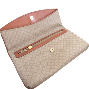 セリーヌ マカダム PVC レザー ベージュ ブラウン 茶 クラッチバッグ 0854【中古】CELINE