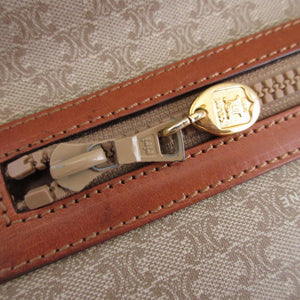 セリーヌ マカダム PVC レザー ベージュ ブラウン 茶 クラッチバッグ 0854【中古】CELINE