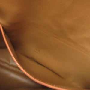 セリーヌ マカダム PVC レザー ベージュ ブラウン 茶 クラッチバッグ 0854【中古】CELINE