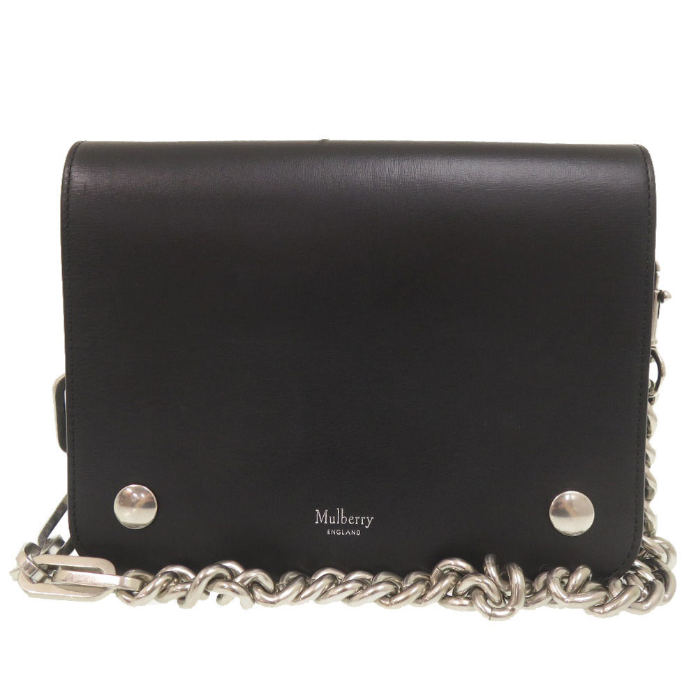 美品 マルベリー クリフトン レザー ブラック チェーンショルダー ショルダーバッグ 黒 0881【中古】MULBERRY