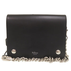 美品 マルベリー クリフトン レザー ブラック チェーンショルダー ショルダーバッグ 黒 0881【中古】MULBERRY