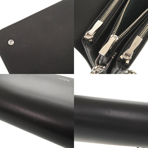 美品 マルベリー クリフトン レザー ブラック チェーンショルダー ショルダーバッグ 黒 0881【中古】MULBERRY
