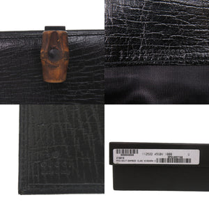 美品 グッチ バンブー 二つ折り長財布 112522 レザー ブラック ブラウン 黒 0920【中古】GUCCI