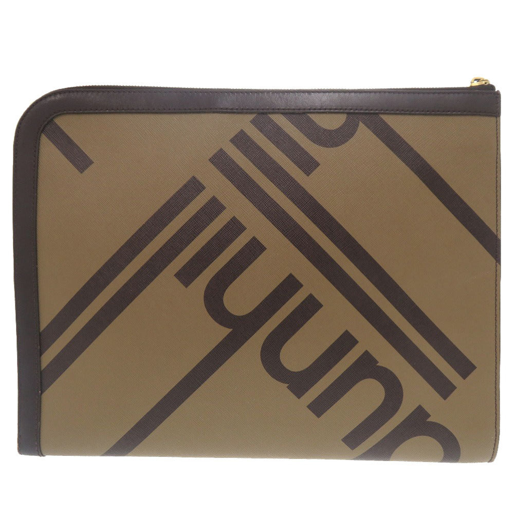 ダンヒル ラゲッジキャンバス ジップフォリオ レザー ブラウン クラッチバッグ 茶 0938【中古】Dunhill メンズ