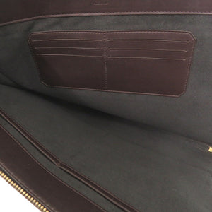 ダンヒル ラゲッジキャンバス ジップフォリオ レザー ブラウン クラッチバッグ 茶 0938【中古】Dunhill メンズ