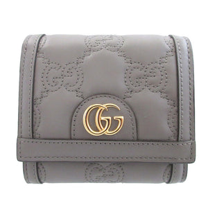 新品同様 グッチ 723799 GGマトラッセ レザー グレー 2つ折り財布 財布 0951【中古】GUCCI