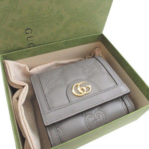 新品同様 グッチ 723799 GGマトラッセ レザー グレー 2つ折り財布 財布 0951【中古】GUCCI