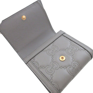 新品同様 グッチ 723799 GGマトラッセ レザー グレー 2つ折り財布 財布 0951【中古】GUCCI