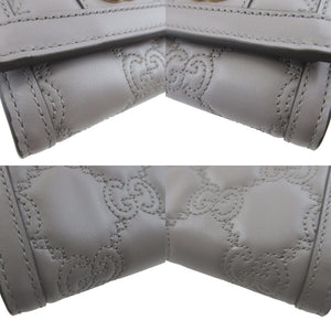 新品同様 グッチ 723799 GGマトラッセ レザー グレー 2つ折り財布 財布 0951【中古】GUCCI