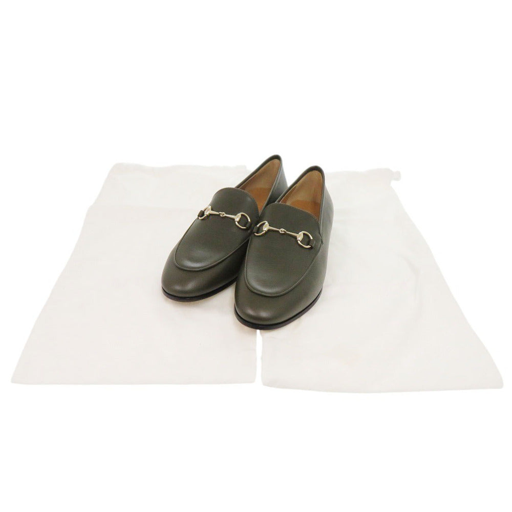 未使用 グッチ ヨルダーン ホースビット グッチシマ レザー サイズ 38 1/2 786016 オリーブ ローファー 0957【中古】GUCCI