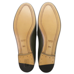 未使用 グッチ ヨルダーン ホースビット グッチシマ レザー サイズ 38 1/2 786016 オリーブ ローファー 0957【中古】GUCCI
