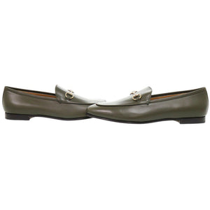 未使用 グッチ ヨルダーン ホースビット グッチシマ レザー サイズ 38 1/2 786016 オリーブ ローファー 0957【中古】GUCCI