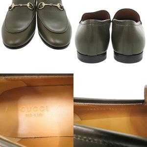 未使用 グッチ ヨルダーン ホースビット グッチシマ レザー サイズ 38 1/2 786016 オリーブ ローファー 0957【中古】GUCCI