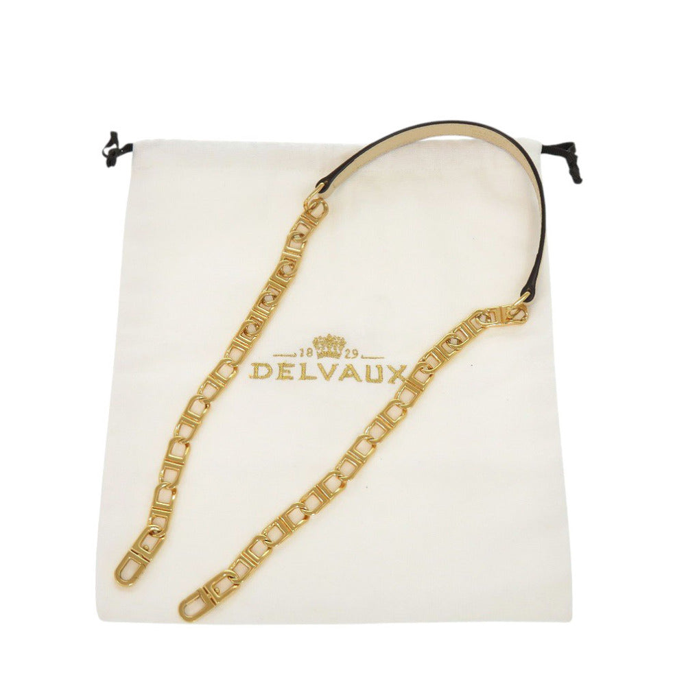 新品同様 デルボー Dチェーン ショート ショルダーストラップ レザー ベージュ ゴールド 0969【中古】DELVAUX