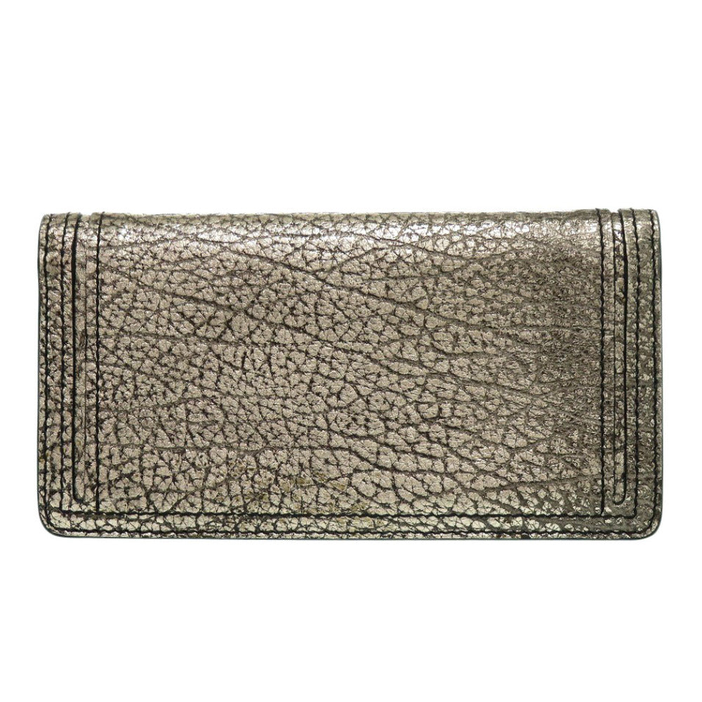 美品 セリーヌ レザー ガンメタリック 長財布 0973【中古】CELINE