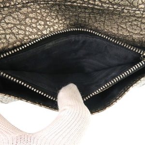 美品 セリーヌ レザー ガンメタリック 長財布 0973【中古】CELINE