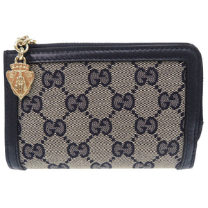 新品同様 グッチ GGキャンバス ネイビー 658634 二つ折り財布 L字 財布 紺 0997 【中古】 GUCCI