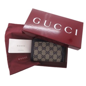 新品同様 グッチ GGキャンバス ネイビー 658634 二つ折り財布 L字 財布 紺 0997 【中古】 GUCCI