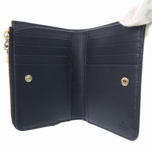 新品同様 グッチ GGキャンバス ネイビー 658634 二つ折り財布 L字 財布 紺 0997 【中古】 GUCCI