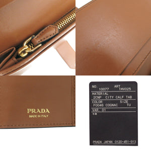 プラダ シティカーフタブ 1MV025 レザー ブラウン 長財布 茶 0998【中古】PRADA