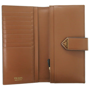 プラダ シティカーフタブ 1MV025 レザー ブラウン 長財布 茶 0998【中古】PRADA
