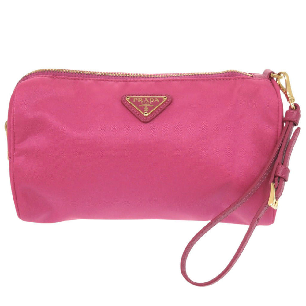 プラダ トライアングルロゴ 1N1866 ナイロン ピンク 化粧ポーチ ポーチ 0999【中古】PRADA