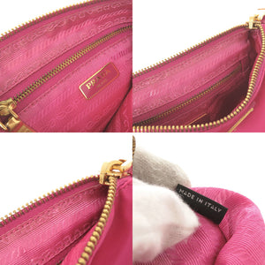 プラダ トライアングルロゴ 1N1866 ナイロン ピンク 化粧ポーチ ポーチ 0999【中古】PRADA