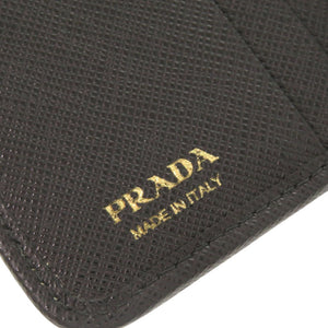 美品 プラダ トライアングルロゴ 1ML018 ナイロン レザー ブラック 二つ折り財布 黒 1000【中古】PRADA