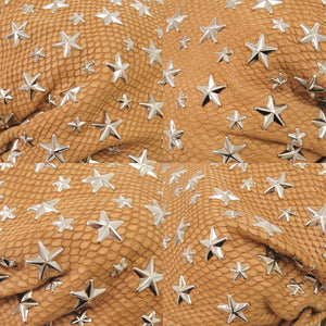 ジミーチュウ スタッズ パイソン型押しレザー ブラウン ショルダーバッグ 茶 1005【中古】JIMMY CHOO