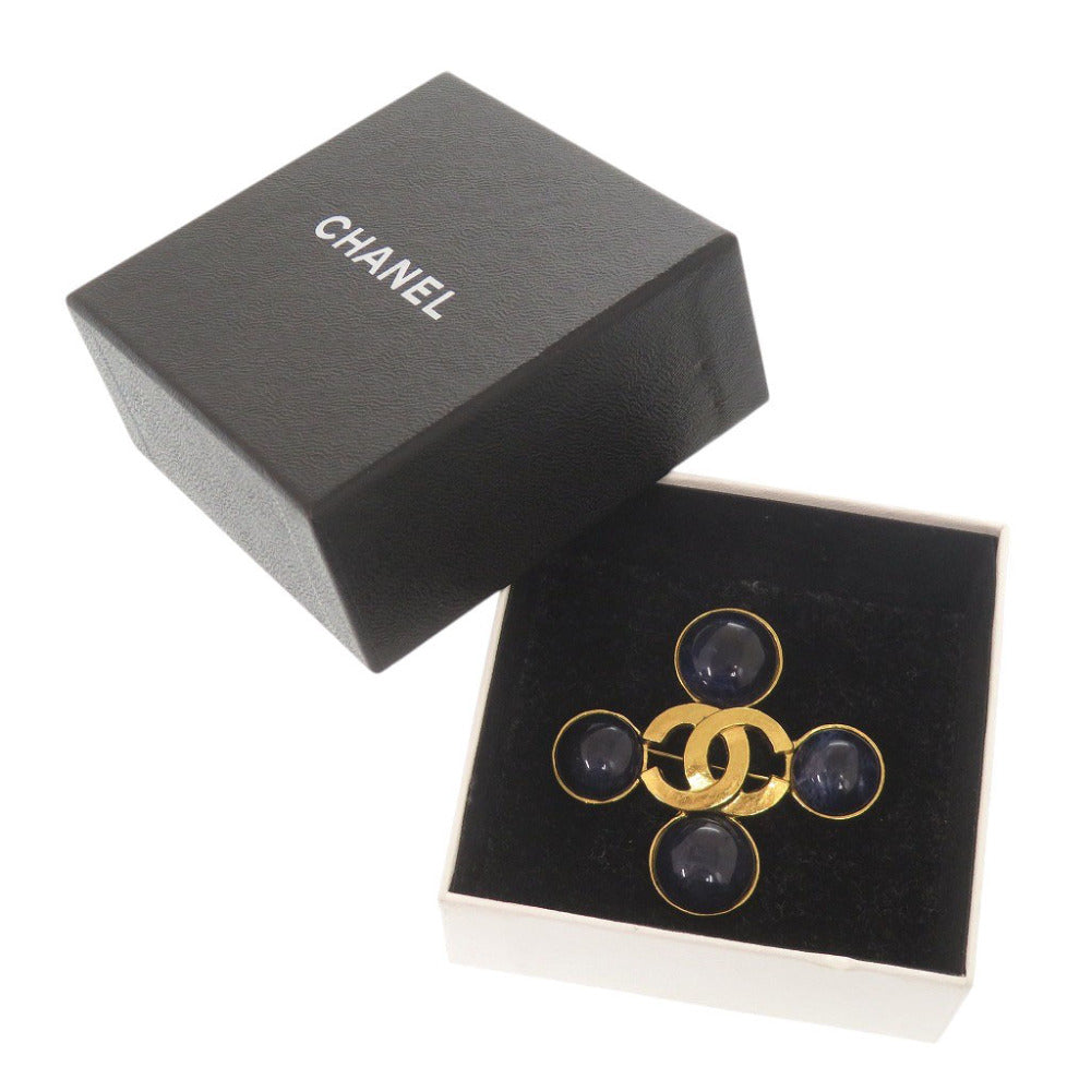 美品 シャネル ヴィンテージ ココマーク メタル カラーストーン ゴールド ブローチ 1033【中古】CHANEL