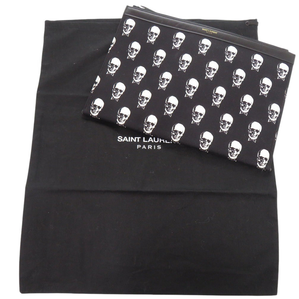 サンローランパリ スカル 397294 キャンバス/レザー ブラック クラッチバッグ 黒 1058【中古】SAINT LAURENT PARIS メンズ