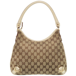 グッチ ホーボー アビー 130738 GGキャンバス/レザー ベージュ ショルダーバッグ 1066【中古】GUCCI