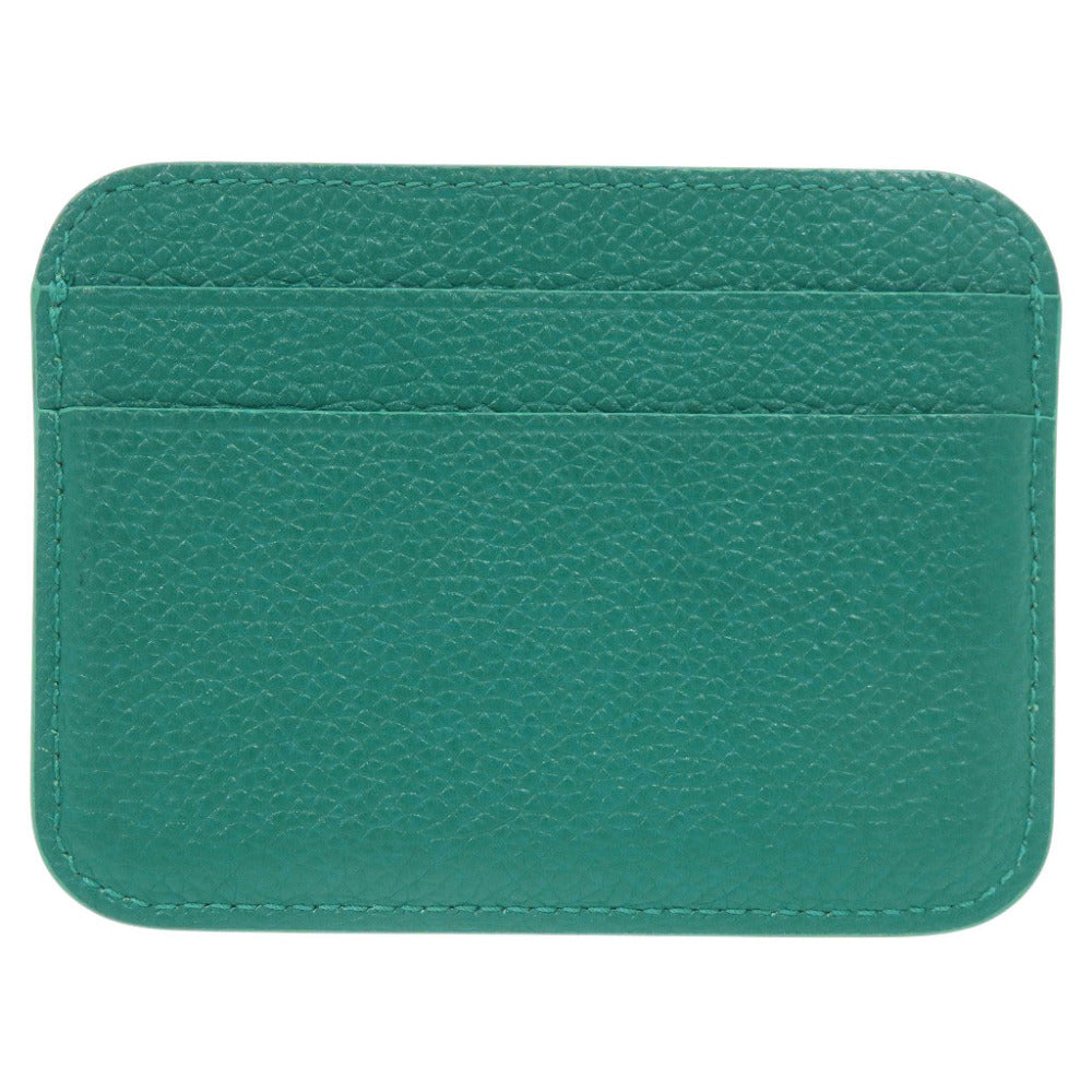 美品 バレンシアガ CASH カードホルダー ロゴ レザー グリーン カードケース 1074【中古】BALENCIAGA