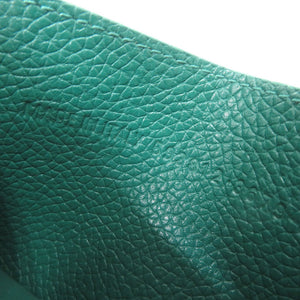 美品 バレンシアガ CASH カードホルダー ロゴ レザー グリーン カードケース 1074【中古】BALENCIAGA