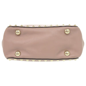 ヴァレンティノ ガラヴァーニ ロックスタッズ レザー ピンクベージュ 2WAY ハンドバッグ ショルダーバッグ 1102【中古】Valentino Garavani