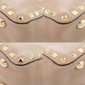 ヴァレンティノ ガラヴァーニ ロックスタッズ レザー ピンクベージュ 2WAY ハンドバッグ ショルダーバッグ 1102【中古】Valentino Garavani
