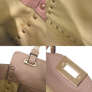 ヴァレンティノ ガラヴァーニ ロックスタッズ レザー ピンクベージュ 2WAY ハンドバッグ ショルダーバッグ 1102【中古】Valentino Garavani